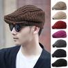 Ретро мужская продвинутая шляпа газетчик шляпа регулируемая окружность головы однотонная толстая плюшевая зимняя кепка косплей представление повседневный головной убор
