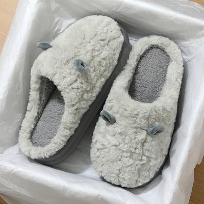 Хлопковые тапочки зима 2025 новые домашние теплые плюшевые нескользящая толстая подошва милый горошек