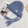 Red balaclava hat women's autumn and winter warm ear protection knitted wool hat showing a small face and cold-proof bag head hat