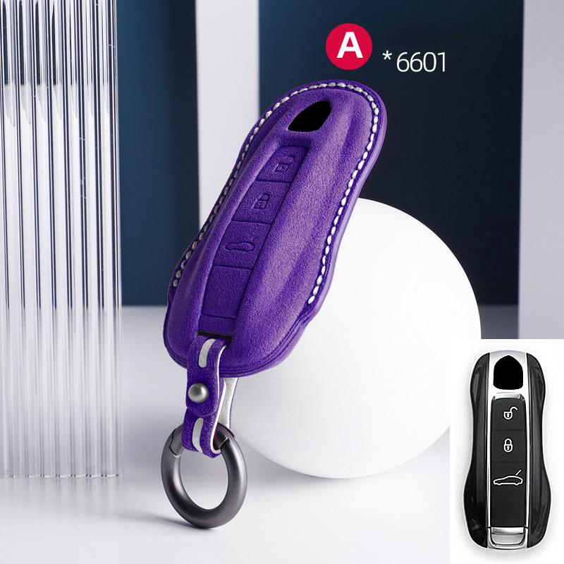 AABKU1 For Porsche Panamera Cayenne 971 911 9YA Macan Boxster Spyder Carrera Cayman 970 981 991 3 Buttons Suede Car Key Case Keychain