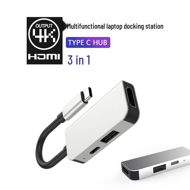 Расширение хаба USB-C на HDMI 4K: Док-станция-конвертер видео высокой четкости 3-в-1
