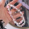 Heart Star Cellphone Strap Pink Pearl Cool Girl Phone Chain Lovely Y2k Phone Lanyard  Jewelry Gift