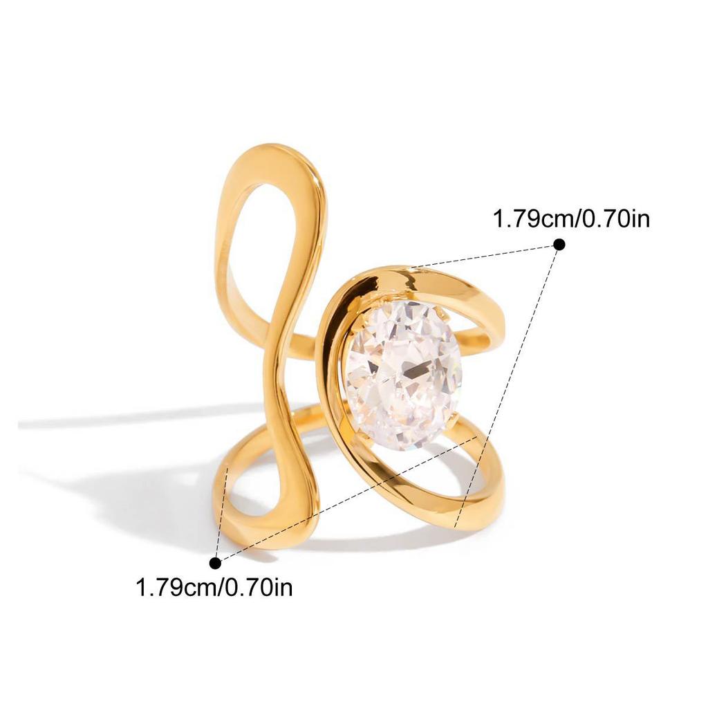 Yori Statement Stainless Steel Delicate Shiny Cubic Zirconia Ring High Quality 18K Gold PVD Plated Finger Jewelry Gift