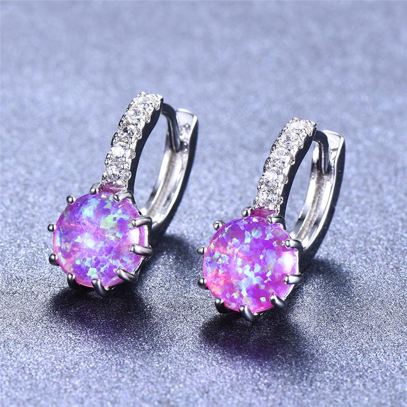 Классические круглые серьги с опалом, простые серьги серебристого цвета, милые маленькие серьги-кольца для женщин, свадебные украшения