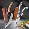 Кованый нож ручной работы, кухонный нож из нержавеющей стали, мясник, обвалочный нож для мяса, уличный охотничий походный нож, ножницы