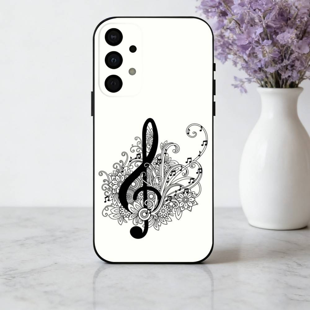 M-Music Art T-Treble Clef Phone Case For Samsung Galaxy A73,A72,A71,A70,A53,A52,A51,Soft Silicone Black Cover