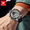 OLEVS 6713 Automatic Mechanical Watch for Man Moon Phase Silicone Strap Dress Waterproof Luminous Mens Wristwatch