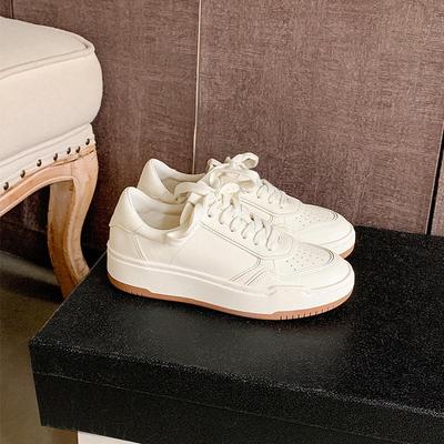 Женские 2025 Новые Дышащие Немецкие Кроссовки, Круглый Носок, На шнуровке, Толстая Подошва, Увеличивающие Рост, Универсальная Повседневная Белая Спортивная Обувь