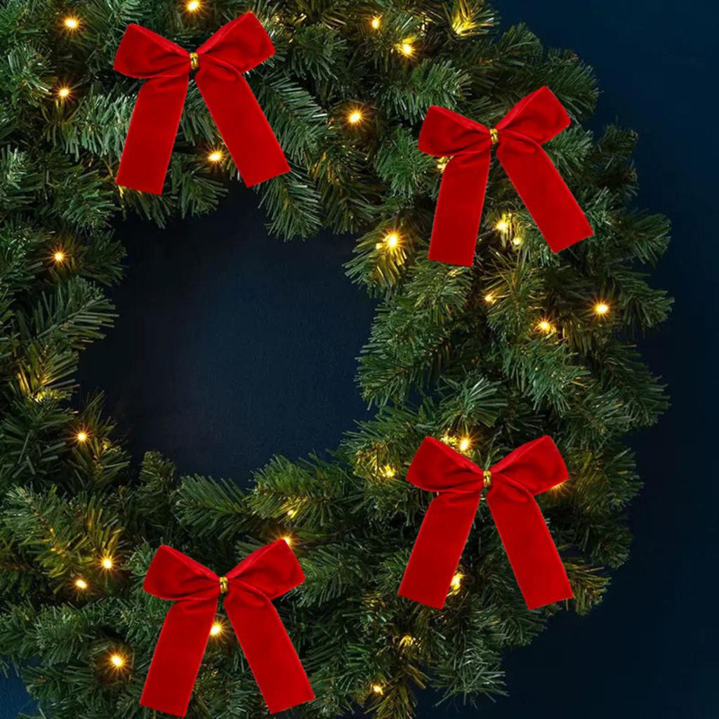 12pcs Small Velvet Bow Christmas Tree Decoration Soft Bowknot Hanging Enhances Holiday Atmosphere for DIY Use for Christmas Party Family Wedding