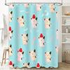 Очаровательный рождественский набор занавески для душа с котятами, синий фон с красными шапками Санты