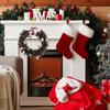 Christmas Wreath Red Green Strips Bow Holiday Wreaths For Winter Festival New Year Housewarming Table Centerpiece Party