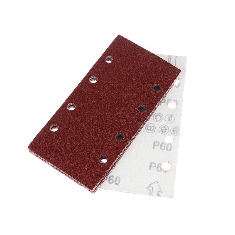 10 шт. Прямоугольные премиальные флокированные листы наждачной бумаги с 8 отверстиями, самоклеящиеся 185X93 мм - Ассорти абразивности для пневматических шлифовальных машин