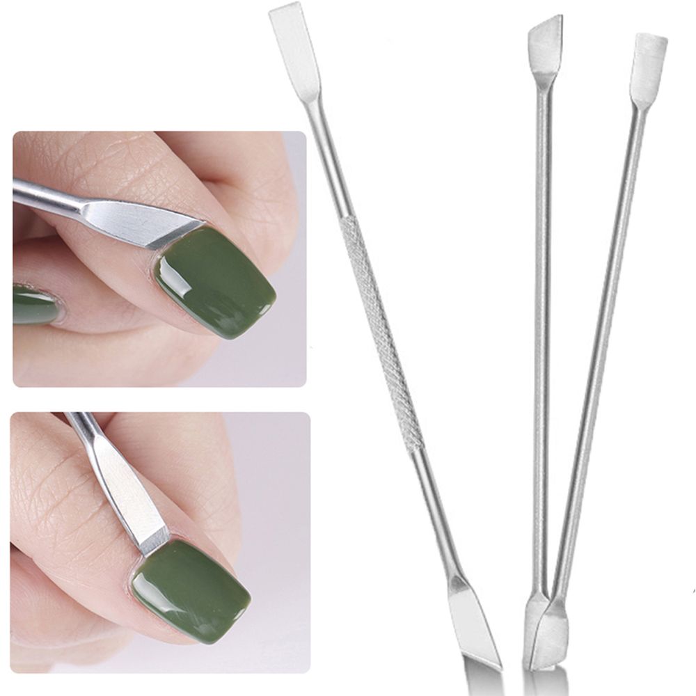DIY Арт Советы Инструмент для маникюра Нескользящая ручка Нержавеющая сталь Пушер для удаления кутикулы Двусторонний