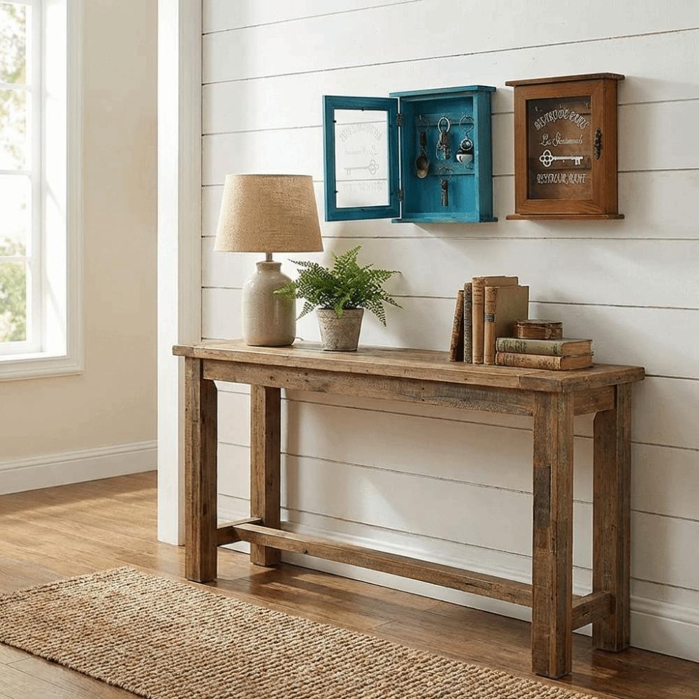 Wooden Cabinet Key Rack Rustic Key Hook Creative Wall-Mounted Key Holder Hallway