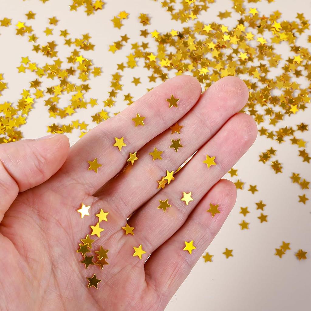 30g Gold Star Table Confetti, 6mm Small Gold Star Glitter Confetti, Metallic Foil Glitter Star Sequ for Birthday Wedding Party Halloween Xmas DIY