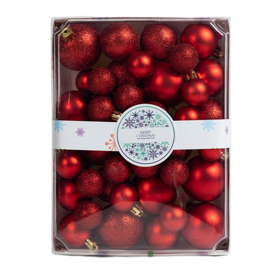 42Pcs 3/4/5cm Christmas Balls Set Glitter Surface Various Pattern Christmas Balls Shatterproof Home Reusable