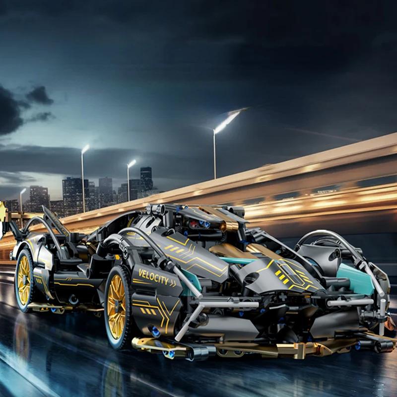 Технические гоночные спортивные модели автомобилей Строительные блоки Город Механическая скоростная машина Суперкар Кирпич Головоломка Игрушки для детей и взрослых Подарок