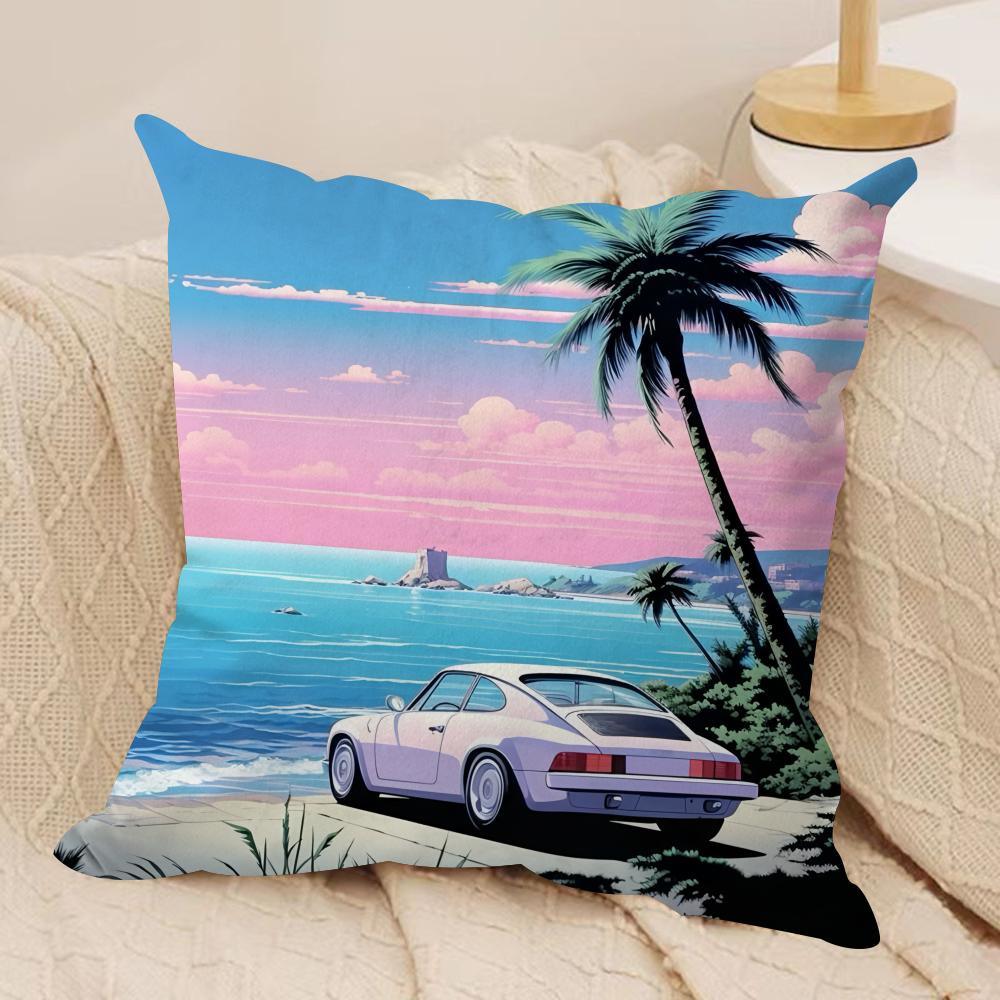 Hhiroshi Nagai Cushion Cover Silky Short Plush Sofa Pillow Cover Hidden Zipper Soft Dustproof Case for Home Decor