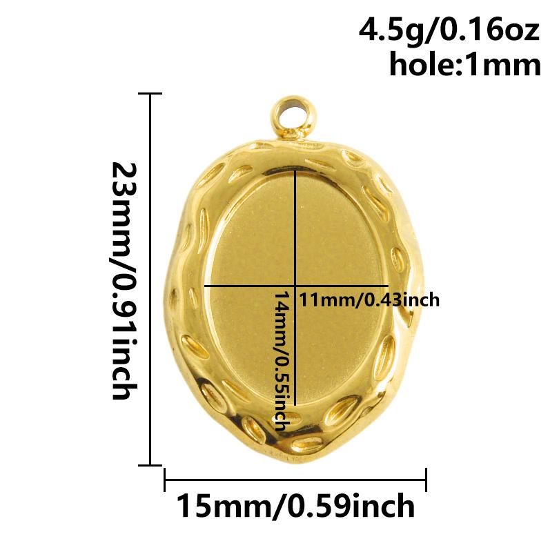 6pcs Heart Square Water Droplet Oval Cabochon Base Setting Pendant Stainless Steel Charms For Jewelry Making Bulk DIY Materials