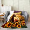 Horse Sunflower Blanket Farmhouse Animal Floral Throw Blankets for All Seasons Wildlife Soft Flannel Sofa Blanket for Kids Boys