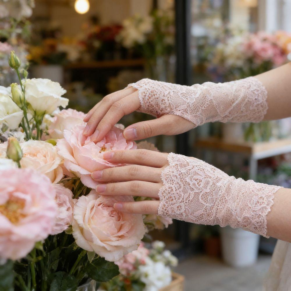Thin Lace Half Finger Gloves 10/15/18/21cm Driving Gloves Elegant Women Sunscreen Gloves  Driving