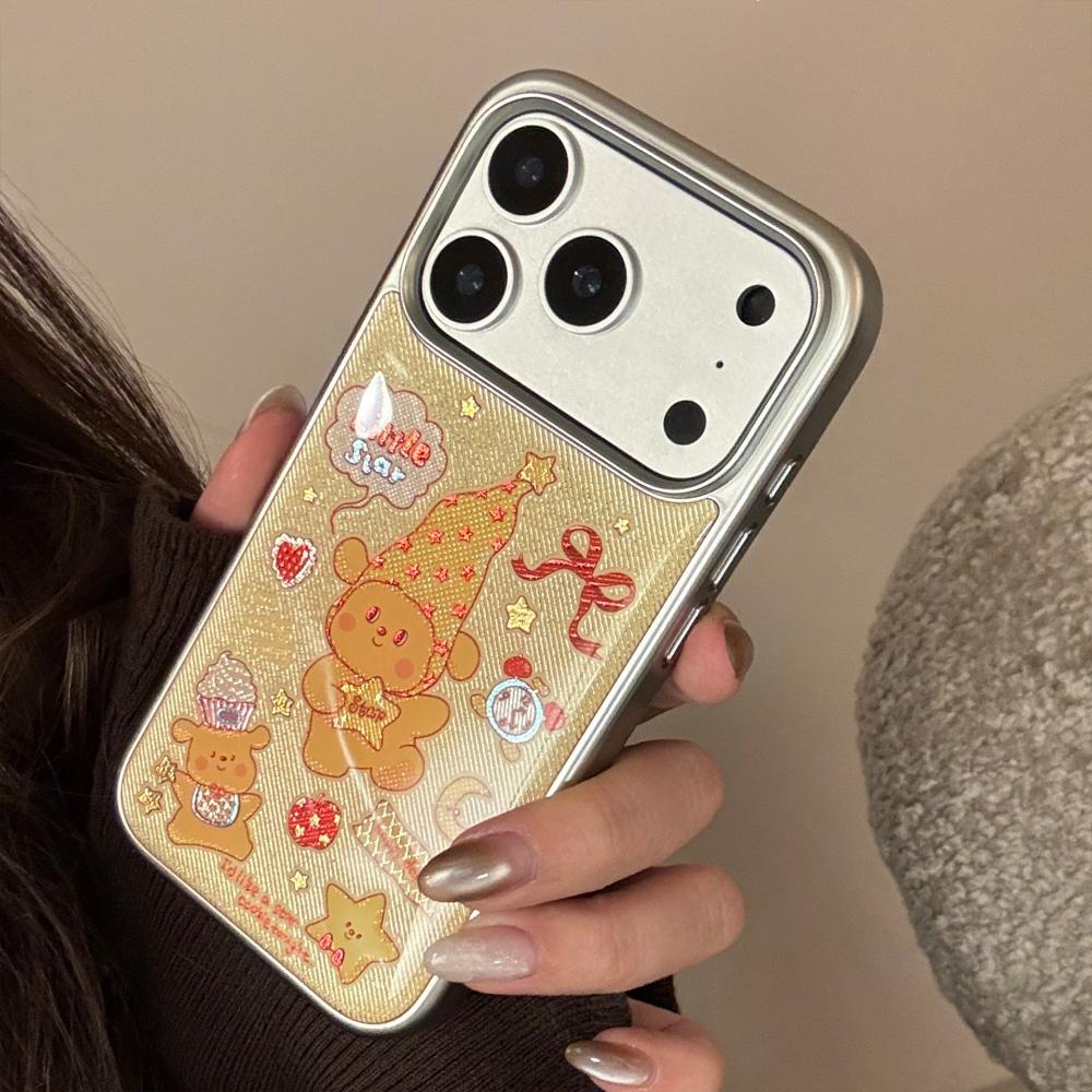 Подходит для Apple iPhone 17 Pro Max, 16-дюймового Позолоченного Желтой Звездой и Щенком iPhone 15 Гальванизированного Мультяшного Высококачественного Защитного Чехла