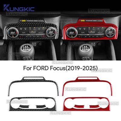 Для Ford Focus/Focus ST 2019 2020 2021 2022 2023 2024 2025 Наклейка из настоящего мягкого углеродного волокна Рамка центральной консоли AC для леворульного автомобиля