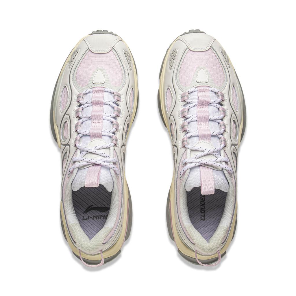 Li Ning Cloud Leopard Светоотражающие Модные Спортивные Нескользящие Амортизирующие Полувысокие Повседневные Кроссовки Унисекс Повседневная Обувь Белый Розовый AZGV069-4