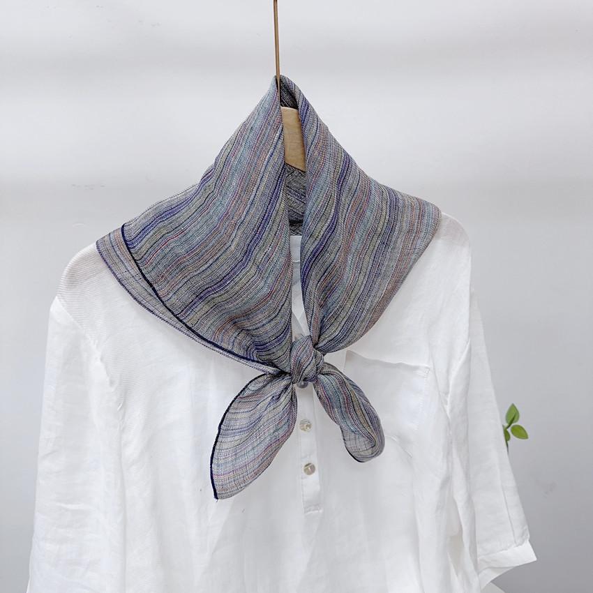 Clearance Welfare Retro Linen Square Scarf Literary And Versatile Women'S Summer Neck Protection Cotton And Linen Small Silk Scarf Scarf Printed Model