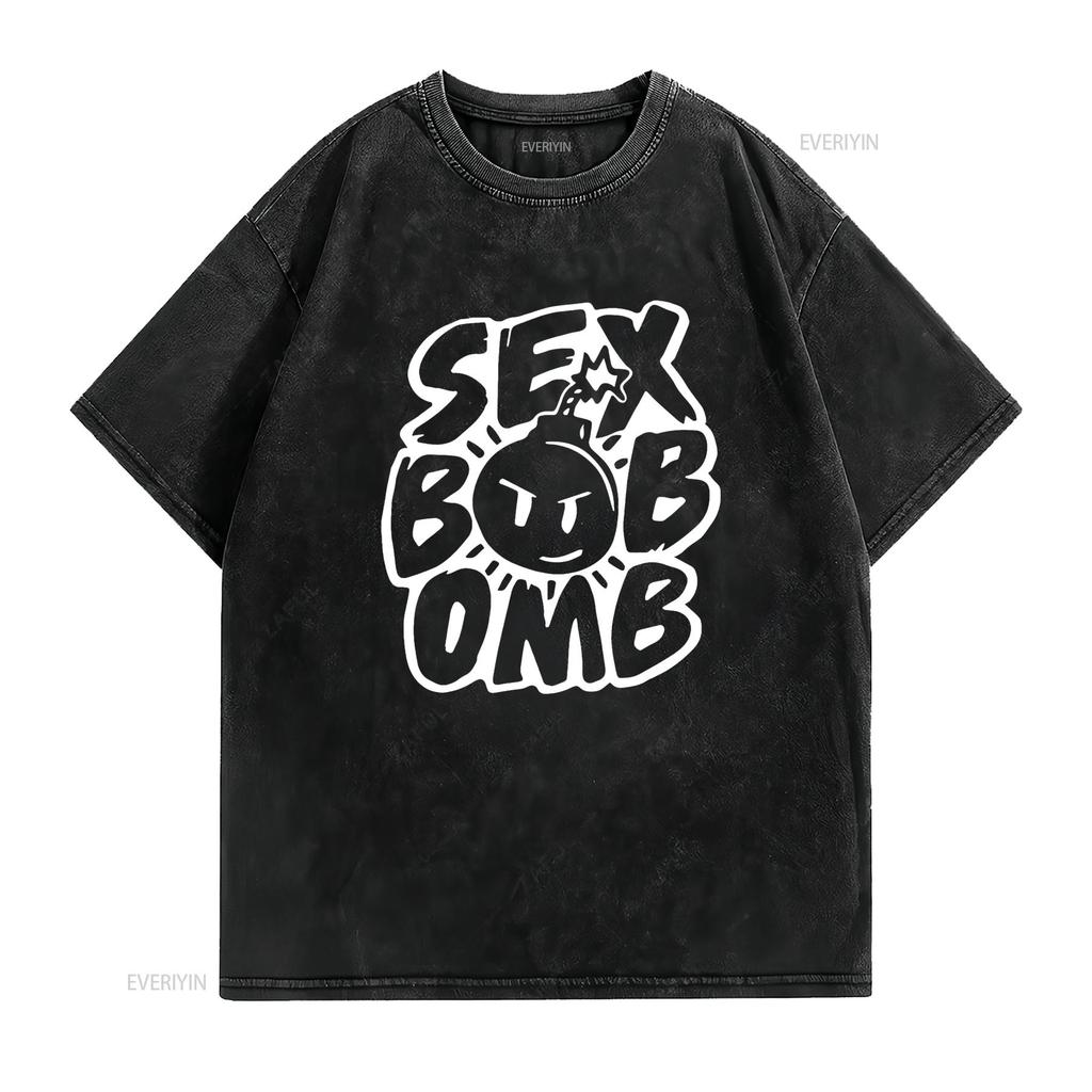Sex Bob Omb Bobomb T Shirt vintage Washed Soft streetwear Casual Top For Everyday Wear graphic Unisex Stylish Slightly