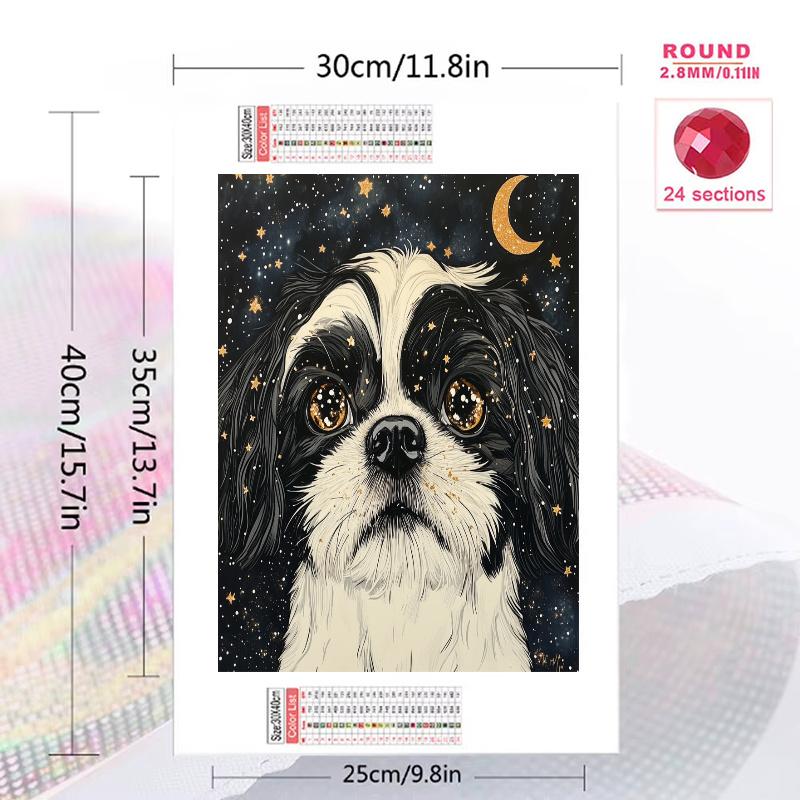Shih Tzu and stars Pattern 3pcs 100% Round Full Drill 5D DIY Diamond Painting Embroidery Cross Stitch Rhinestone Décor