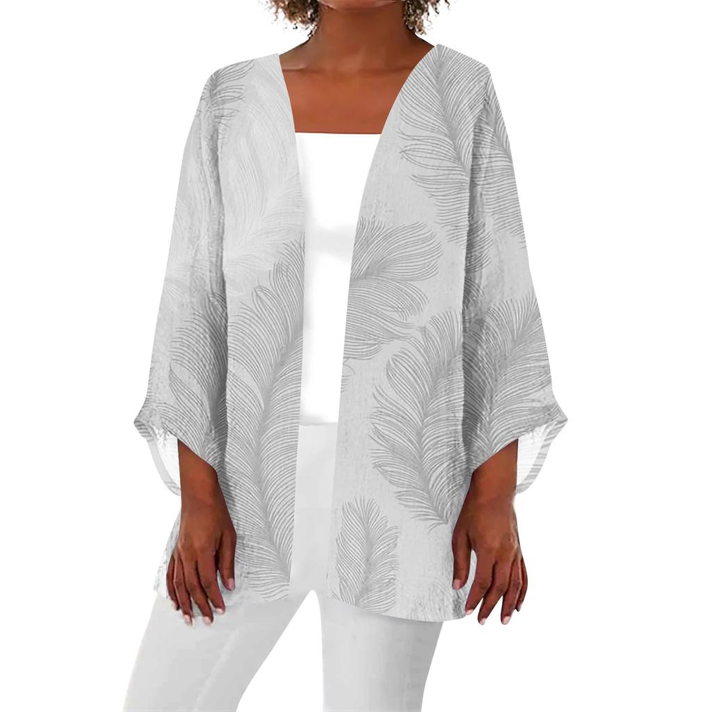 Женская повседневная модная легкая куртка средней длины с принтом в стиле ретро, ​​кардиган