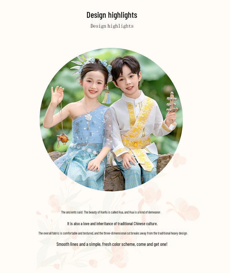 Детский национальный костюм дай для мальчиков и девочек - Весенняя, летняя, осенняя одежда для выступлений