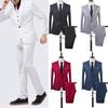 Men Slim Fit Business Leisure One Button Formal Two-Piece Suit for Banquet Wedding Work