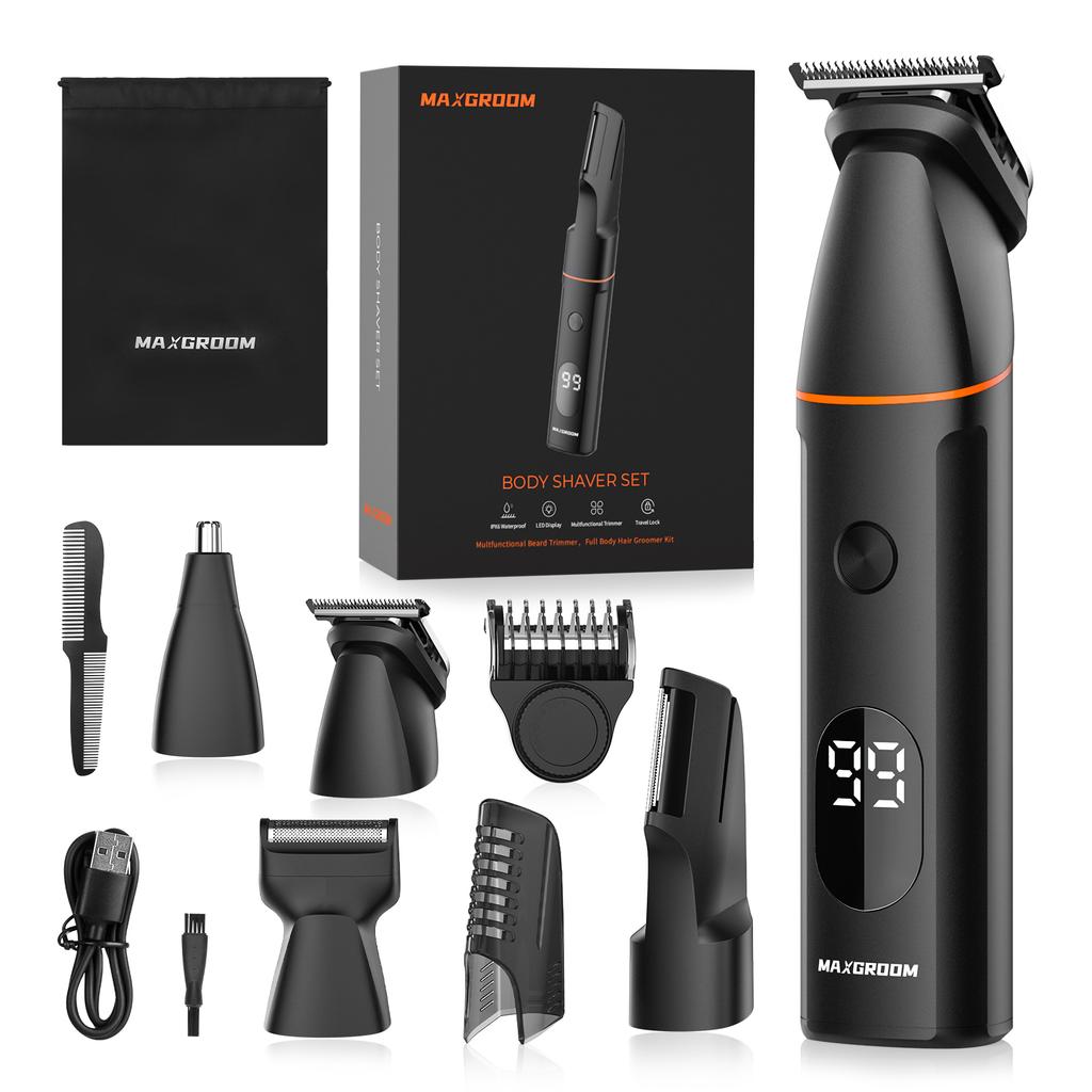 MAXGROOM Триммер для тела 4-в-1 IPX6 Водонепроницаемый для бритья лобковых волос и паха Электрический набор для ухода за собой для мужчин Триммер для носа и бороды