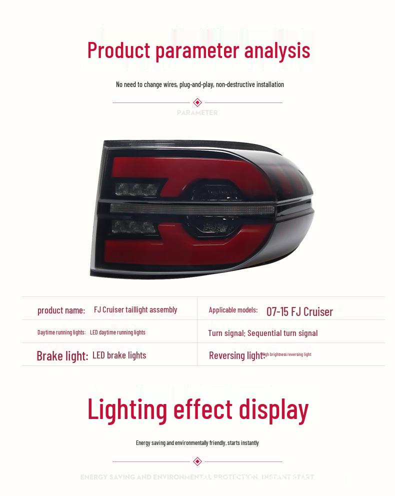07-20 Светодиодный задний фонарь для FJ Cruiser с дневными ходовыми огнями, стоп-сигналом и последовательными указателями поворота