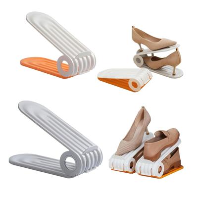 Органайзер с отделениями для обуви, регулируемая двухслойная стопка для обуви, четырехпозиционная конструкция с регулируемой высотой, компактный держатель для хранения обуви