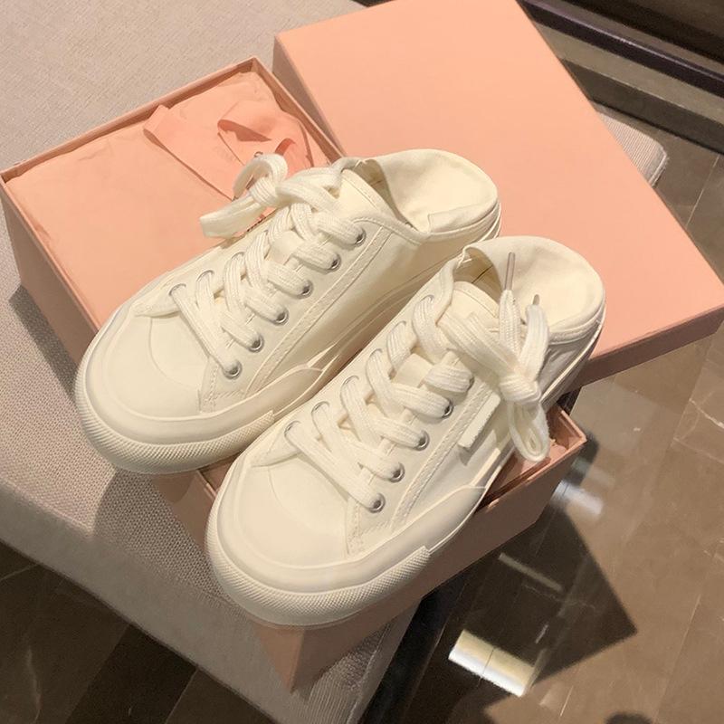 Виноградный mother studiolee женские летние 2025 новые с маленьким круглым носком, наступающие на пятку, на шнуровке, низкие, в повседневном стиле, эспадрильи