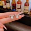 Серебряная игла серьги-гвоздики с жемчугом бант женские легкая роскошь нишевый темперамент блестящие бриллиантовые серьги в стиле виндер сладкие серьги с индивидуальностью