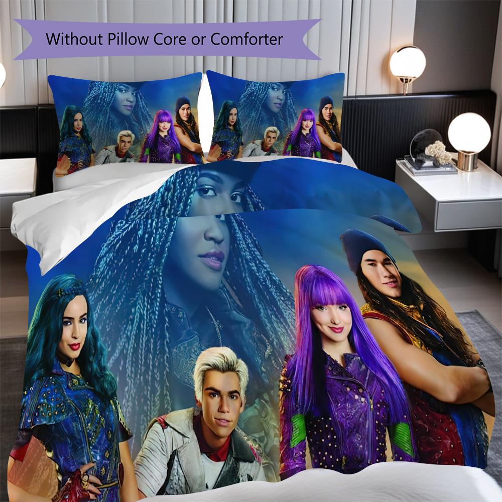 1PC Descendants pattern Bedding Quilt Set Quilt Cover Pillowcase Home Decoration Birthday Gift (1 * duvet cover + 2 * pillowcase, without core)