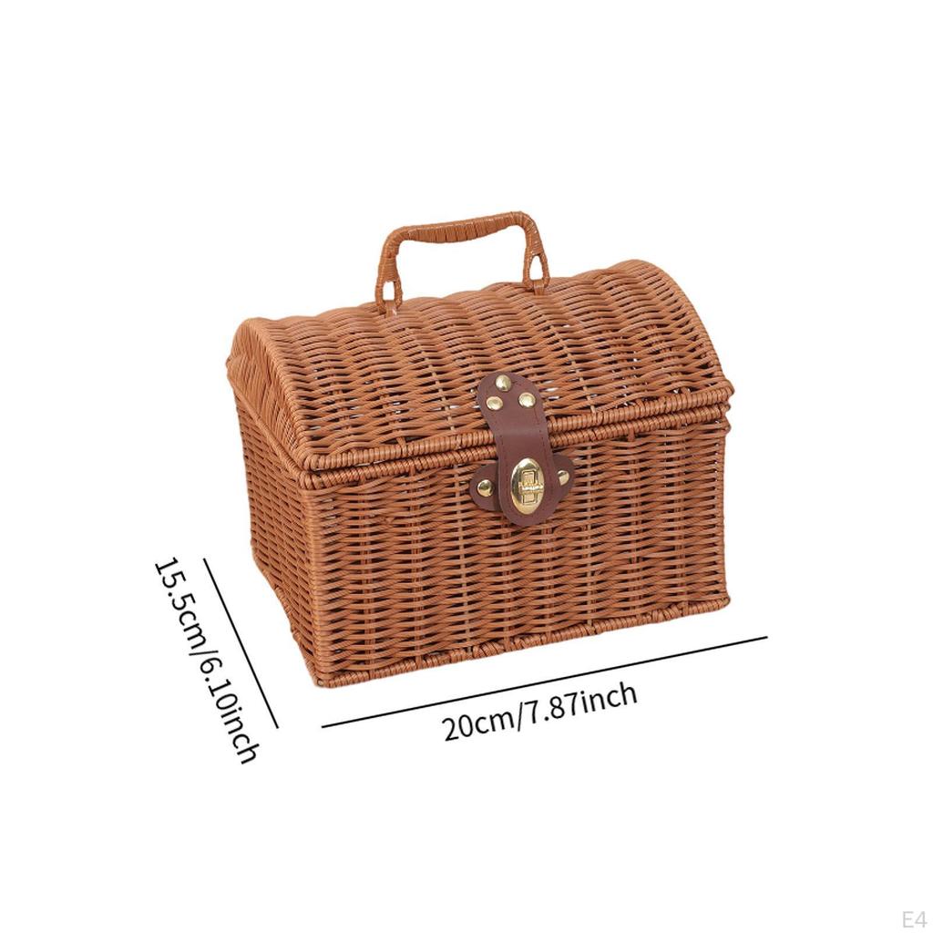 Storage Basket Handwoven Suitcase Cosmetic Creative Organizer Home Decor for Living Room Dorm