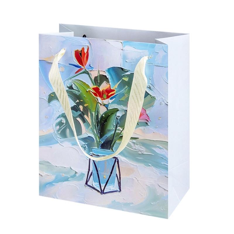 10 Штук Разноцветных Бумажных Пакетов Стильные Мешочки для Хранения Праздничных Подарков Ручной Работы Разноцветный Подарочный Пакет с Ручками