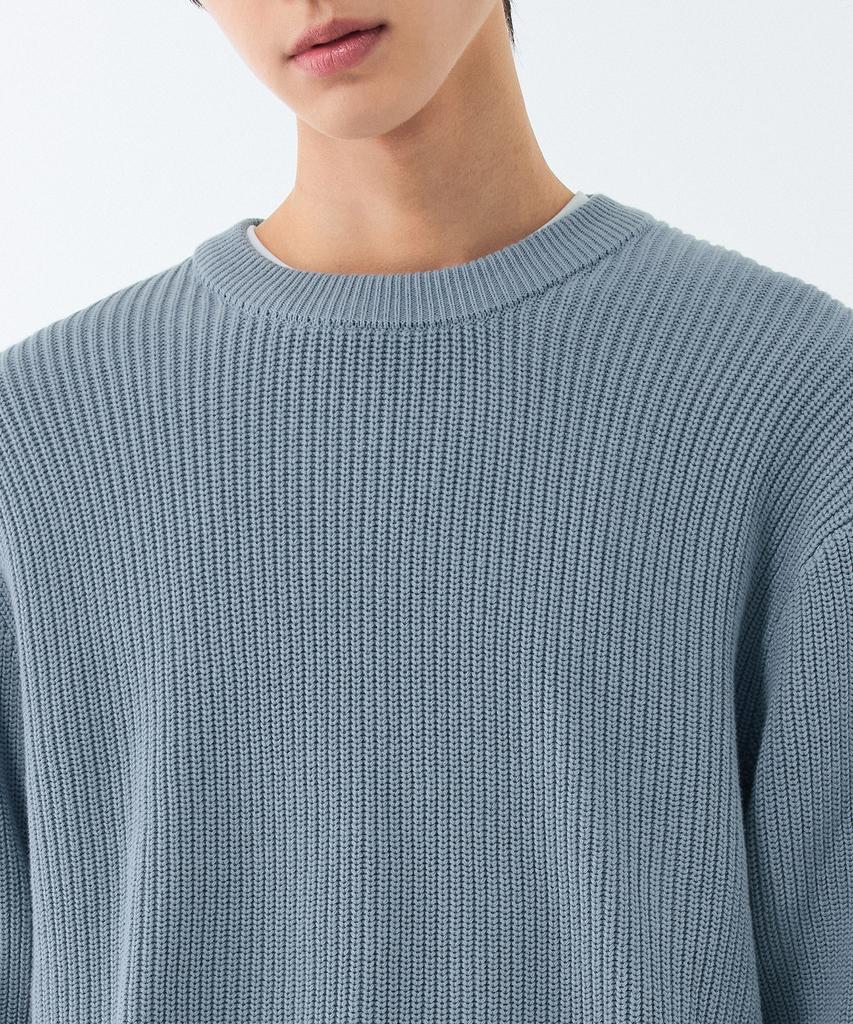 MUSINSA STANDARD Cotton Ribbed Crew Neck Knit [Sky Blue]