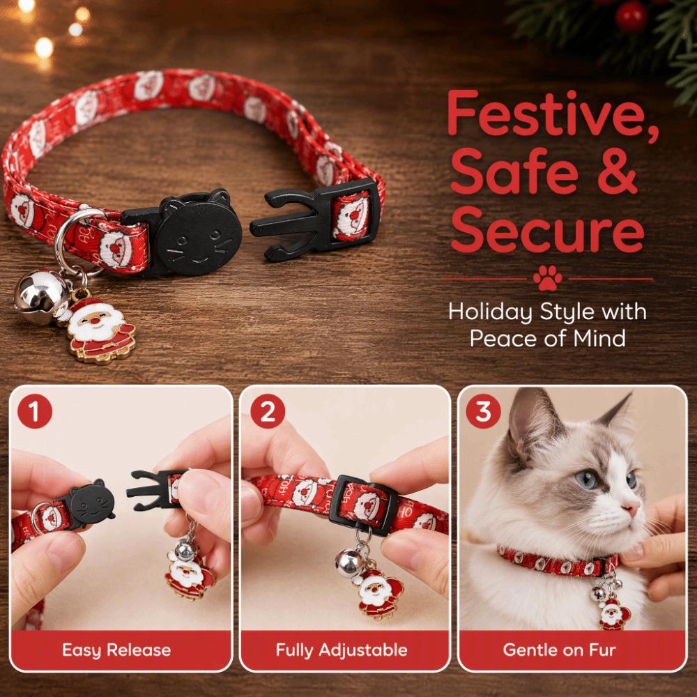Adjustable Christmas Cat Collar Detachable Safety Breakaway Collar Pet Bow Tie Collar Daily
