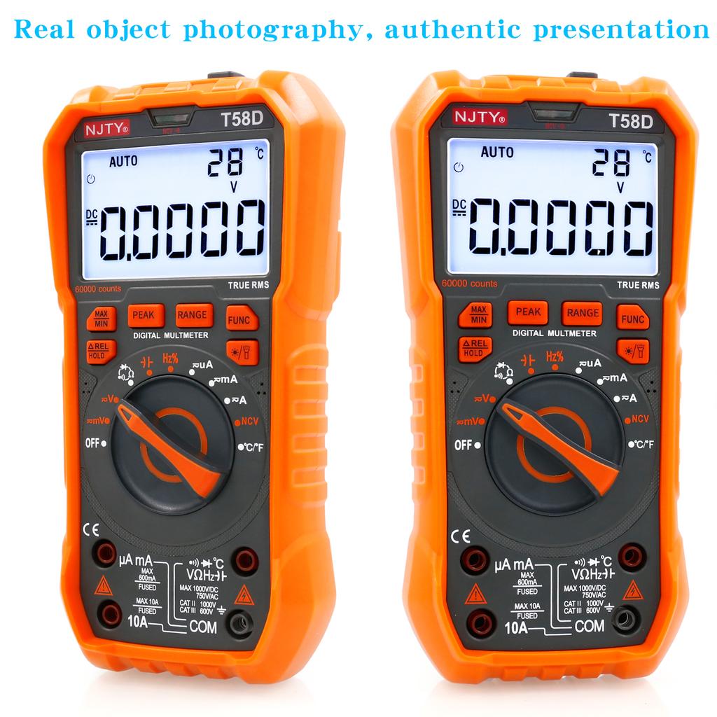 NJTY T-58D High-Precision Digital Multimeter, 60000 Counts, Smart Anti-Burn, Home/Professional Universal Meter