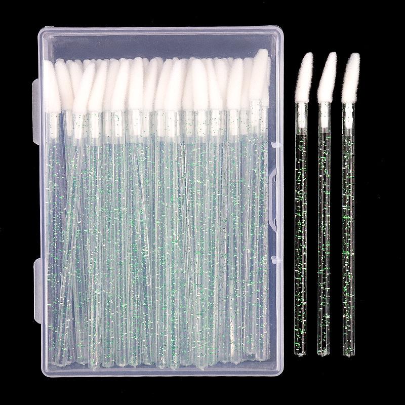 50 шт. Нейлоновая кисть для губ, инструменты для макияжа с хрустальной ручкой