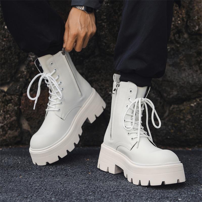 Ботинки Martin мужские на платформе с увеличенным голенищем, кожаные туфли дерби с большой головкой, мужские короткие ботинки средней высоты 7368-W