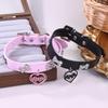 Y2K Bling Dog Bone Hollow Heart Charm Choker Trendy Punk Pu Leather Necklace Sweet Cool Girls Jewelry Accessories