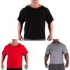 Summer Men Gym T-shirt Round Neck Short Sleeves Solid Color Pullover Mid Length Sweat Absorption Patchwork Sport Jogging Top