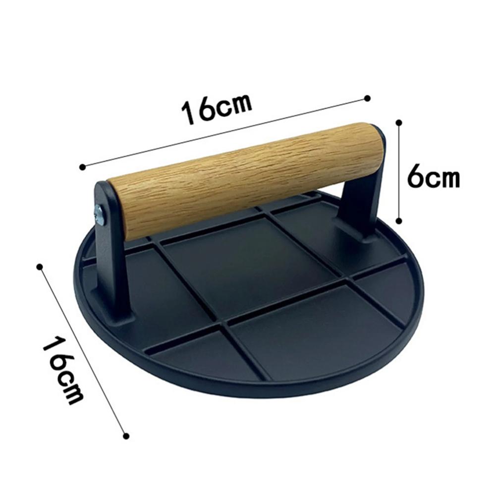Алюминиевый пресс для гамбургеров с деревянной ручкой, легко моющийся профессиональный пресс для гамбургеров, гриль-пресс для барбекю, говядины, стейка на гриле